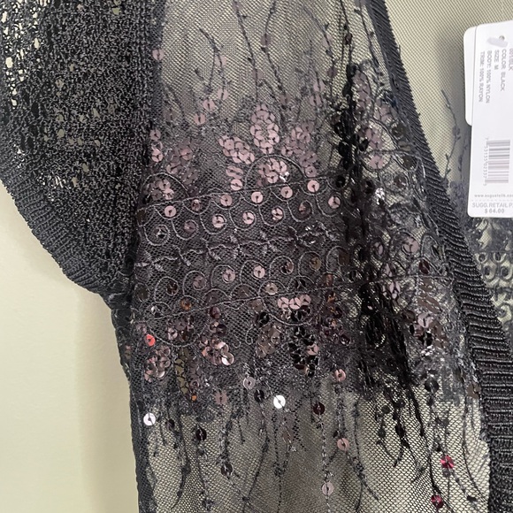 NWT August Silk Black Sequin Bolero Shrug Sz Med - Picture 3 of 8